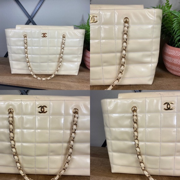 SOLD Chanel Chocolate Bar Patent Leather Tote - Picture 3 of 16